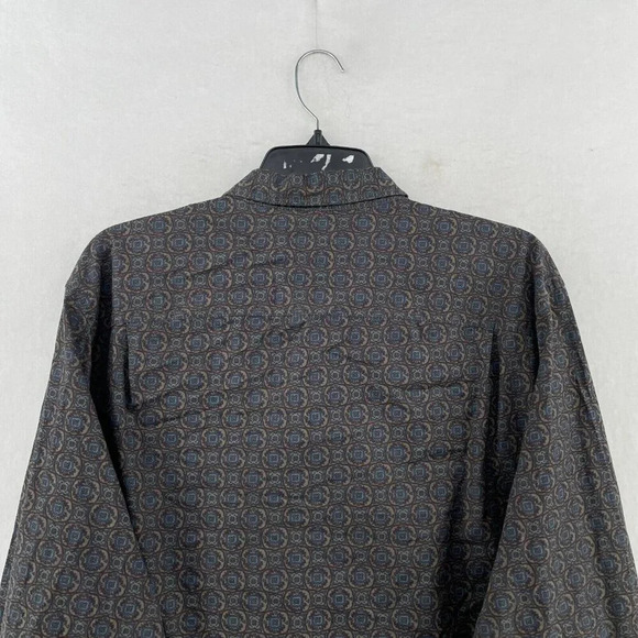 Urban Outfitters Button Up Men's L Brown Mix Paterned Long Sleeve Standard Fit - Picture 10 of 12